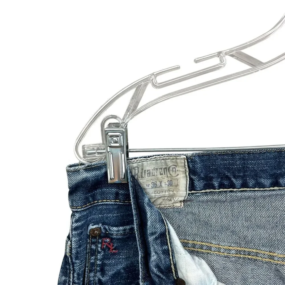 Polo Ralph Lauren Mens Denim Jeans Straight Leg 5 Pocket Zip Fly Blue Sz W36*